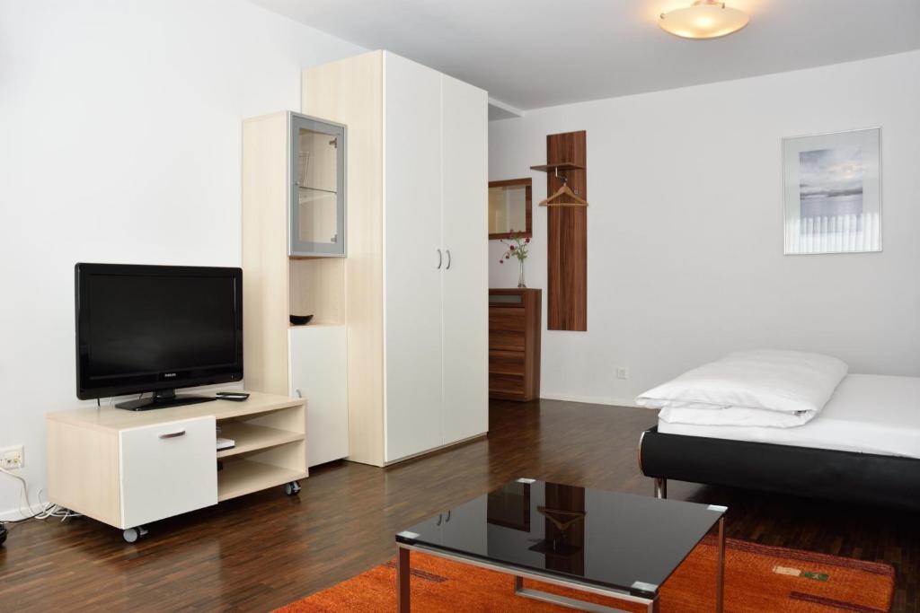 TV a/nebo společenská místnost v ubytování Fantastic Studio near Lake - Flower 02