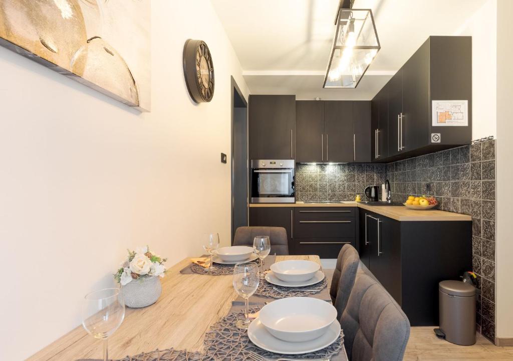Kuchyňa alebo kuchynka v ubytovaní Apartman DOWNTOWN DL