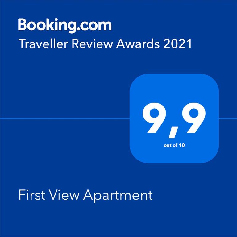 Certifikát, hodnocení, plakát nebo jiný dokument vystavený v ubytování First View Apartment