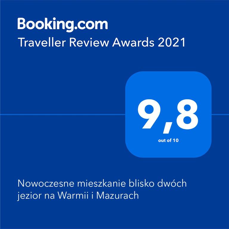 Certifikát, ocenenie alebo iný dokument vystavený v ubytovaní Apartament z garażem blisko dwóch jezior na Warmii i Mazurach