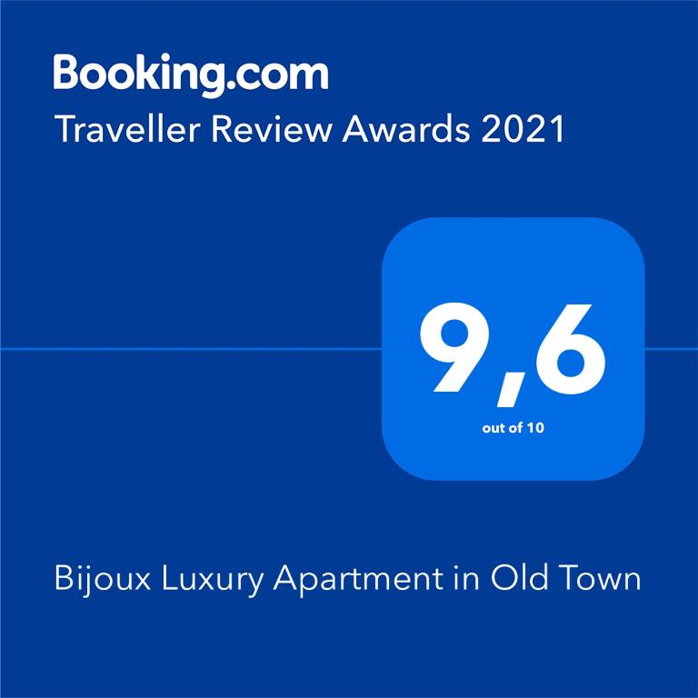 Certifikát, hodnocení, plakát nebo jiný dokument vystavený v ubytování Bijoux Luxury Apartment in Old Town