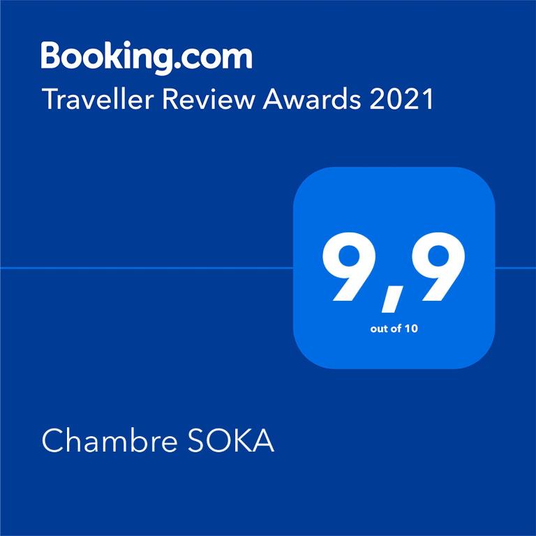 Certifikát, hodnocení, plakát nebo jiný dokument vystavený v ubytování Chambre SOKA