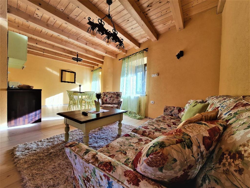 - un salon avec un canapé et une table dans l'établissement Apartman "Ela", à Fužine