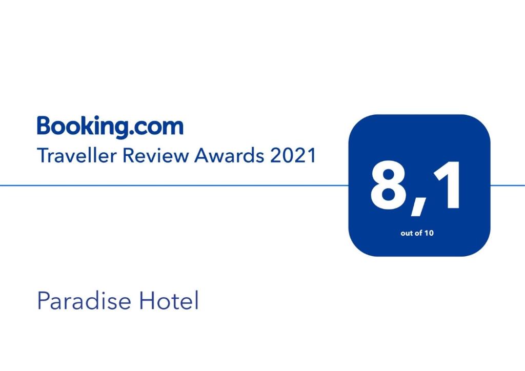 Certifikát, hodnocení, plakát nebo jiný dokument vystavený v ubytování Paradise Hotel