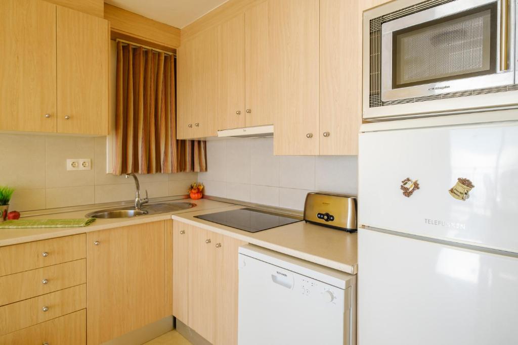 Kuchyň nebo kuchyňský kout v ubytování Apartamentos Deauville