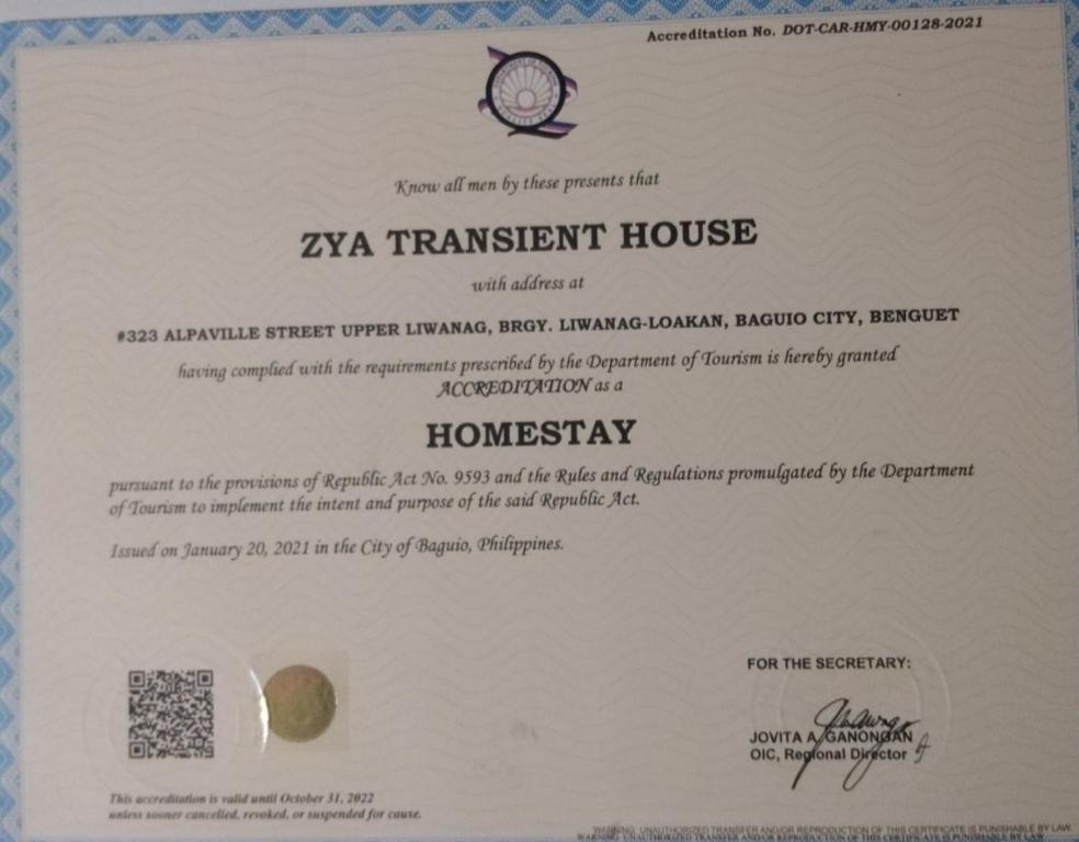 Certifikát, hodnocení, plakát nebo jiný dokument vystavený v ubytování Zya 3BR A-House
