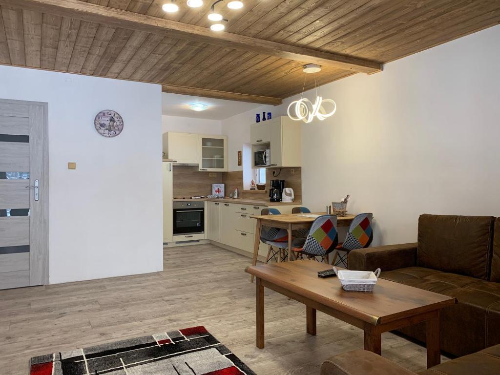 Kuchyň nebo kuchyňský kout v ubytování Apartmány ALLISS Harrachov