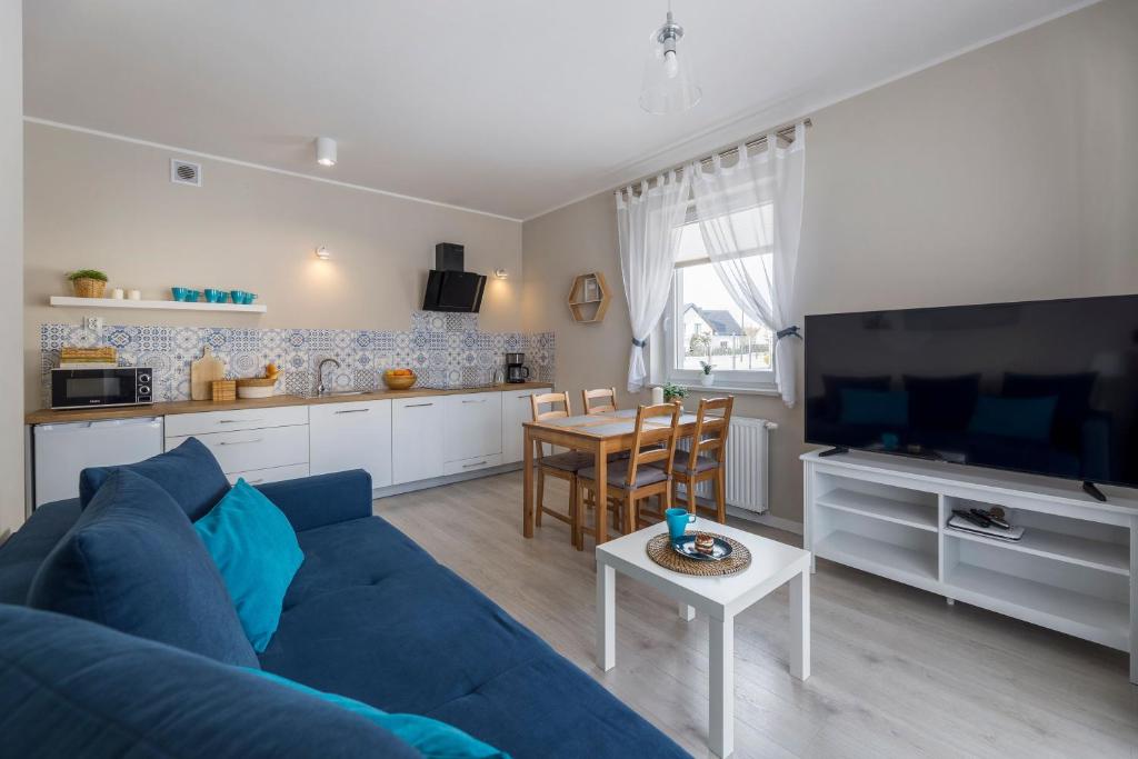 Μια τηλεόραση ή/και κέντρο ψυχαγωγίας στο APARTAMENTY "LA VILLA" SUPERIOR III na parterze z prywatnym ogrodem, tarasem, parkingiem, blisko centrum, spokojna okolica