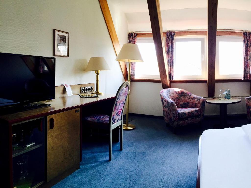 TV a/nebo společenská místnost v ubytování Dein Gutshof Hotel & Ferienwohnungen