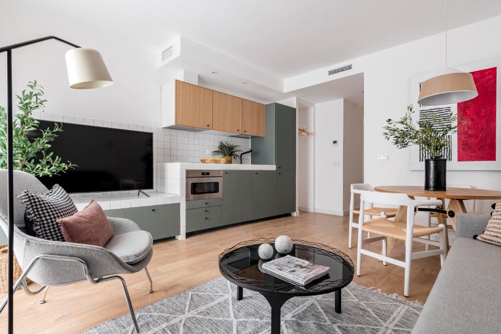 Et opholdsområde på Madrid Sur Apartments by Olala Homes