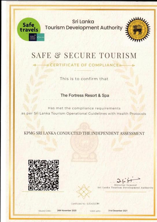 Certifikát, hodnocení, plakát nebo jiný dokument vystavený v ubytování The Fortress Resort & Spa