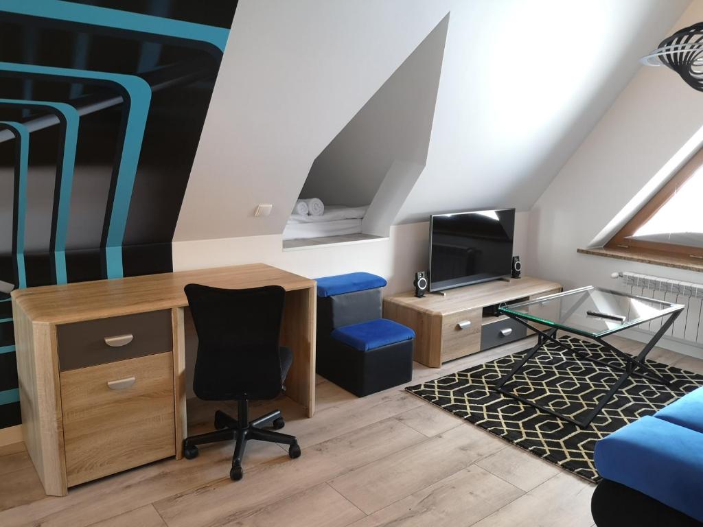 Televízia a/alebo spoločenská miestnosť v ubytovaní ApartPodhale