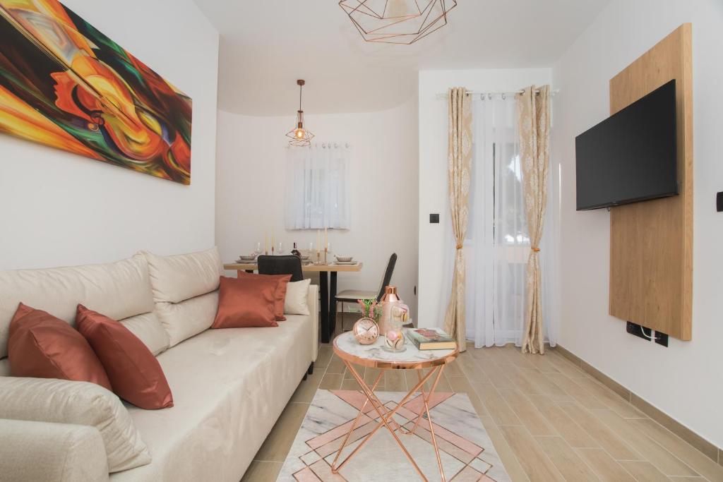 TV a/nebo společenská místnost v ubytování Apartmani Rišpet
