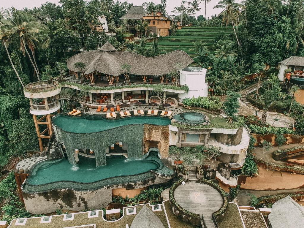 Pohľad z vtáčej perspektívy na ubytovanie Kenran Resort Ubud By Soscomma