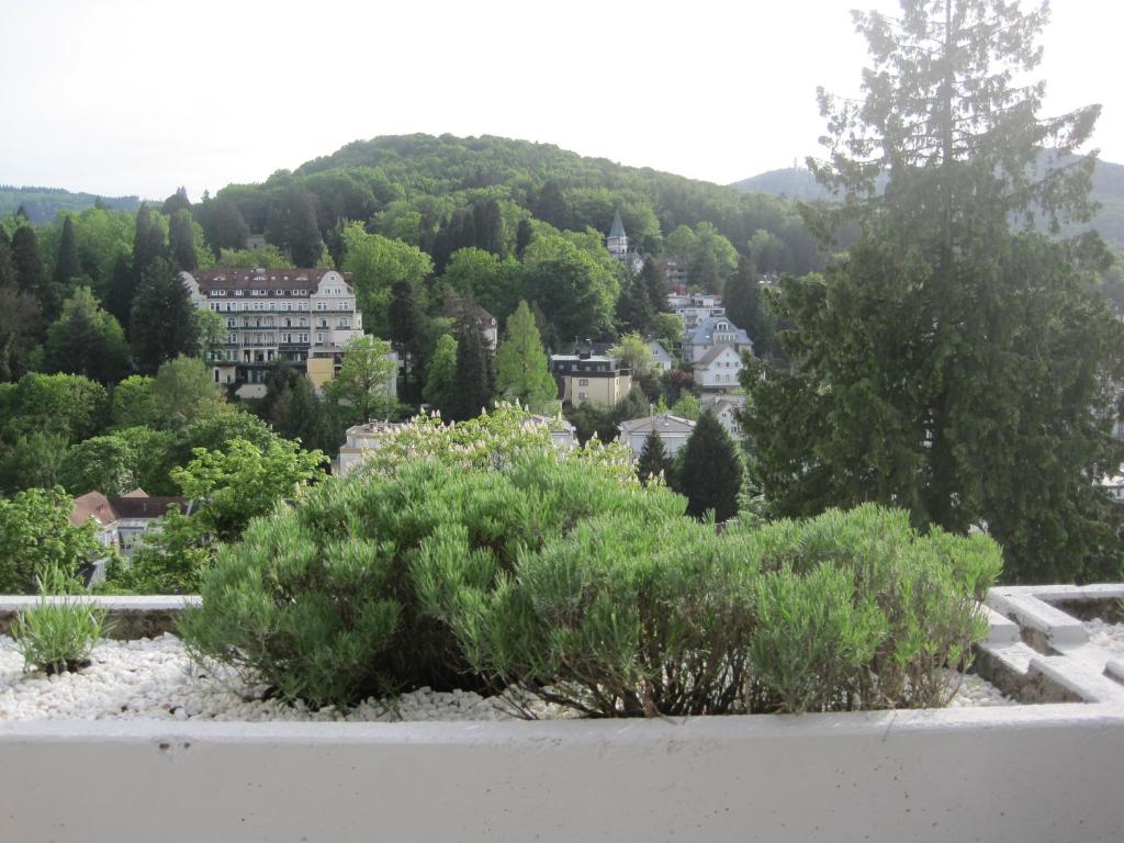 a view of a city from a hill with houses at Appartement Panoramablick in Baden-Baden