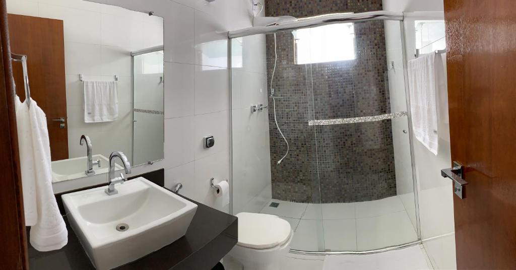 Koupelna v ubytování Casa Recanto da Paz