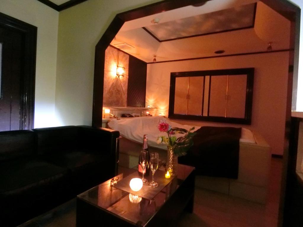 Postel nebo postele na pokoji v ubytování Kasama Shizu ( Love Hotel )
