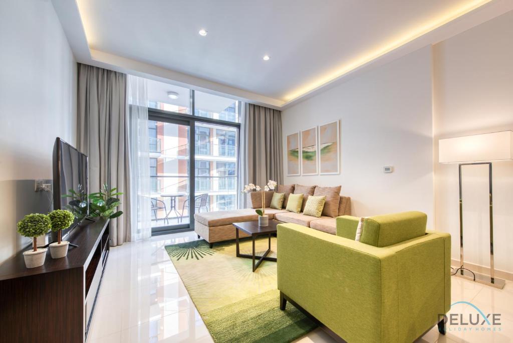 Posedenie v ubytovaní Sleek 1BR Apartment at Celestia Dubai South by Deluxe Holiday Homes