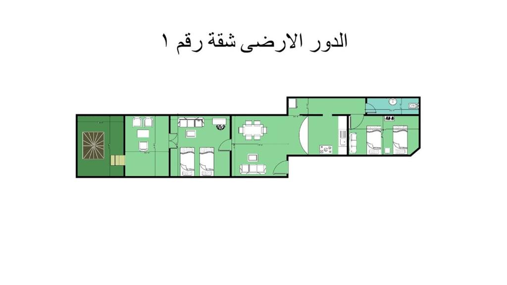 a floor plan of a house with at 1or2 Ground Chalets 2 Bedrooms villa114 Green Beach in El Alamein