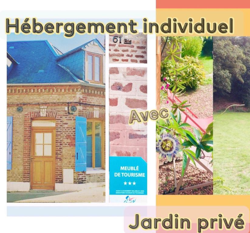 un collage de différentes photos d'une maison dans l'établissement Le 61 bis, à Saint-Valery-sur-Somme