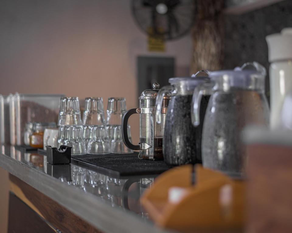 Kuchyň nebo kuchyňský kout v ubytování Agam Hotel