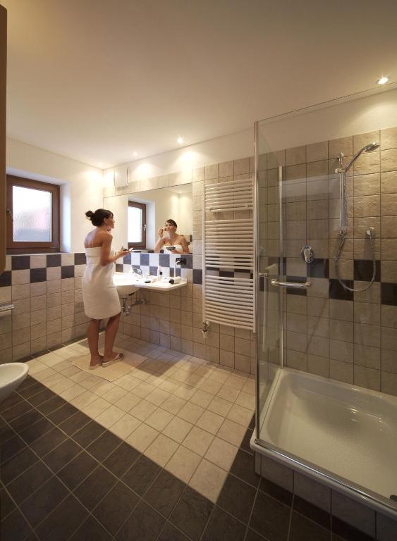 Koupelna v ubytování Hotel Dolomiten