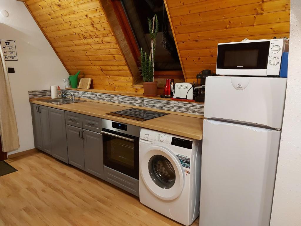 Kuchyňa alebo kuchynka v ubytovaní Attila-Apartman Budaörs