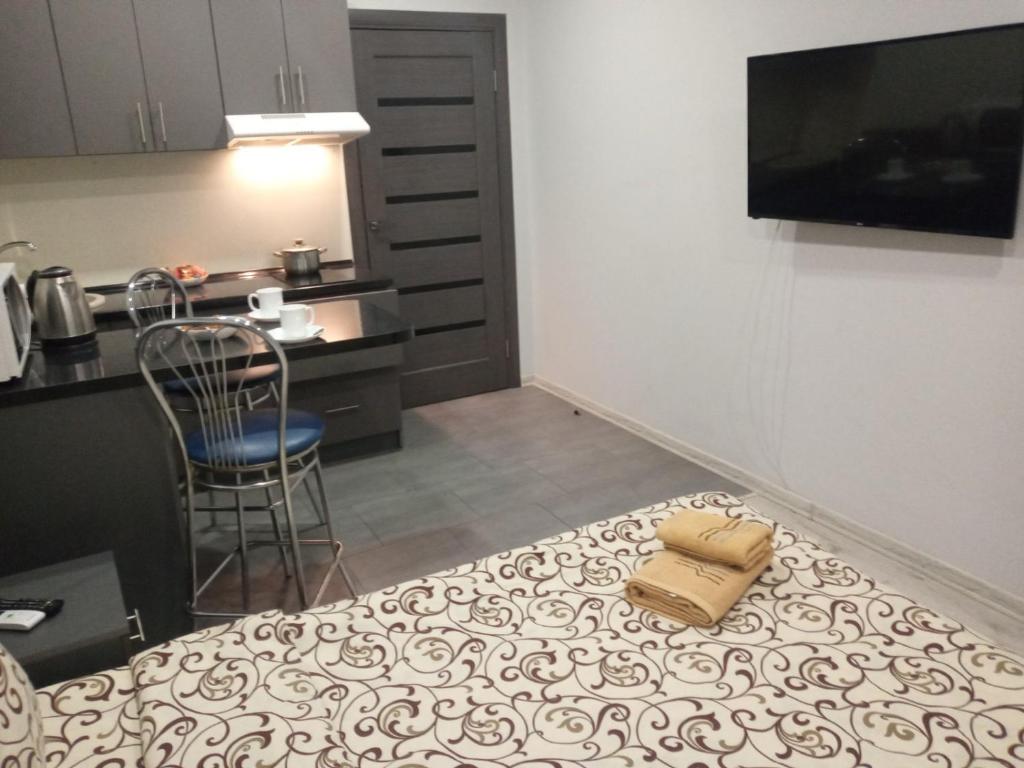 Η κουζίνα ή μικρή κουζίνα στο Апартаменты Ужгород