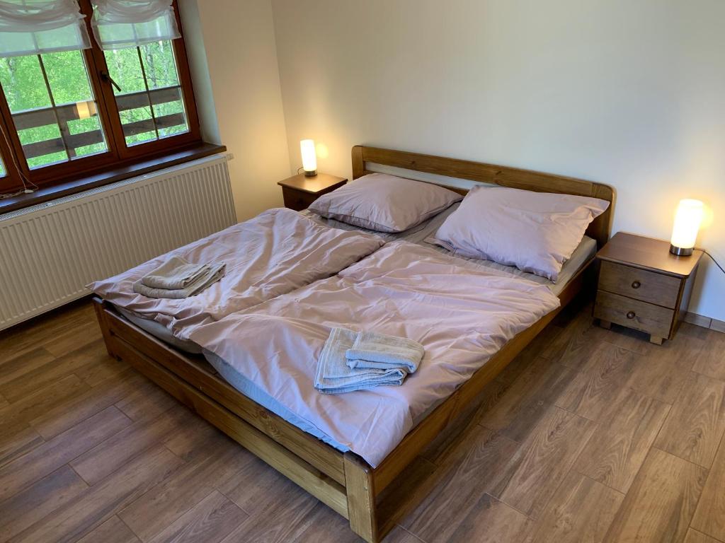 Postel nebo postele na pokoji v ubytování Chalet Jizerky