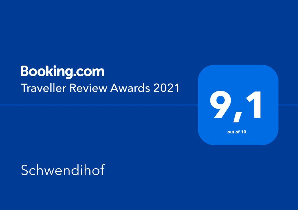 Certifikát, hodnocení, plakát nebo jiný dokument vystavený v ubytování Schwendihof