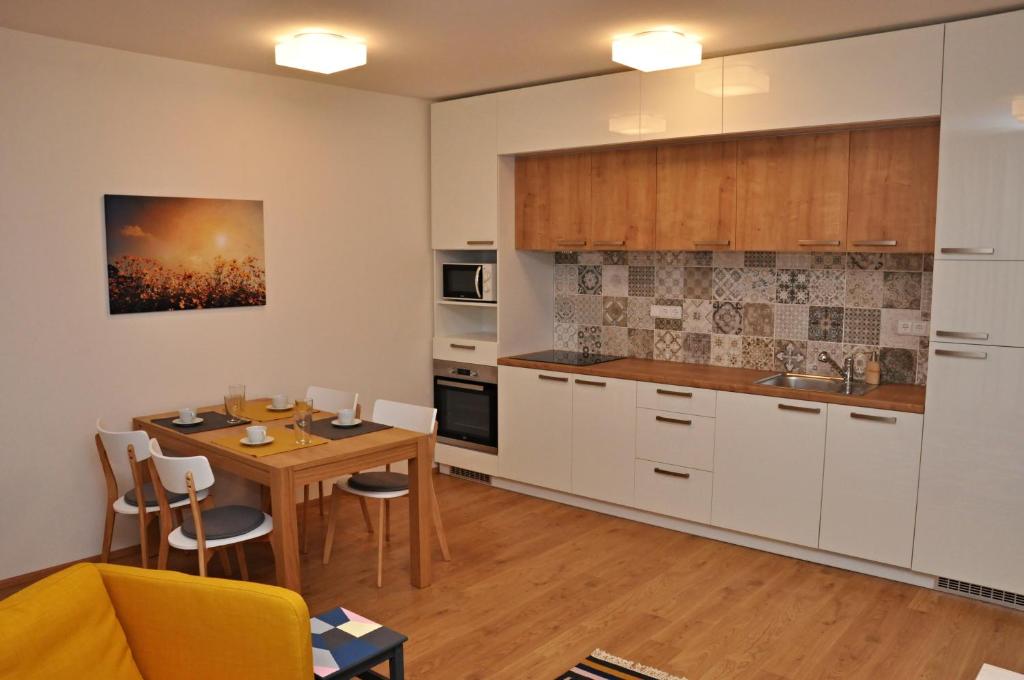 Kuchyň nebo kuchyňský kout v ubytování Relax apartmán Třeboň