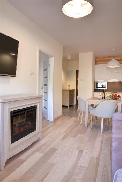 Kuchyň nebo kuchyňský kout v ubytování Apartamenty KORAL
