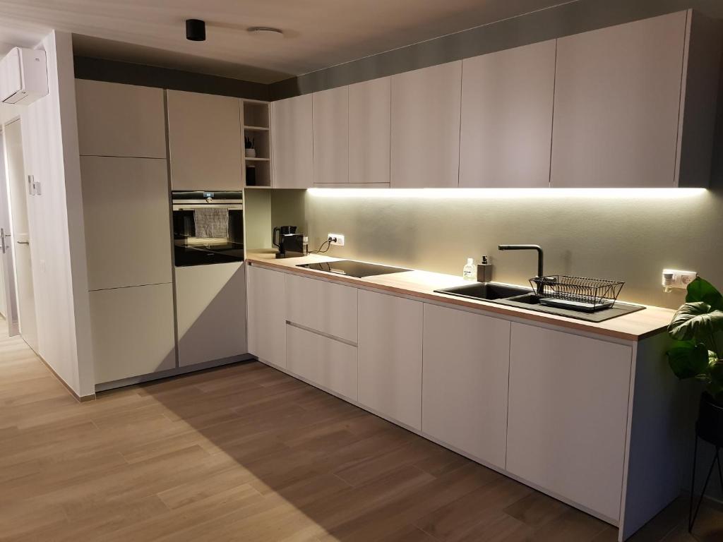 Kuchyň nebo kuchyňský kout v ubytování Vakantiewoning Ijzerfront 14-18
