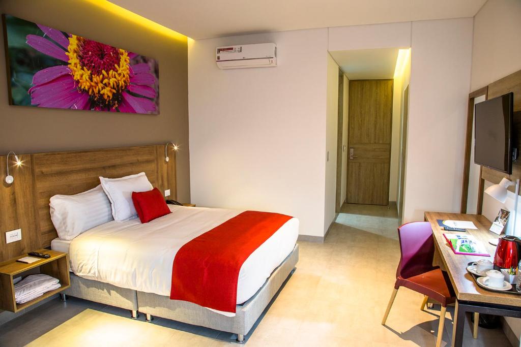 Cama o camas de una habitación en Hotel Pance 122 Wellness Spa