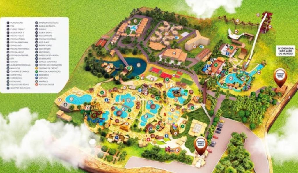 um mapa de um resort Disney em Flat inteiro - Aldeia das águas em Barra do Piraí