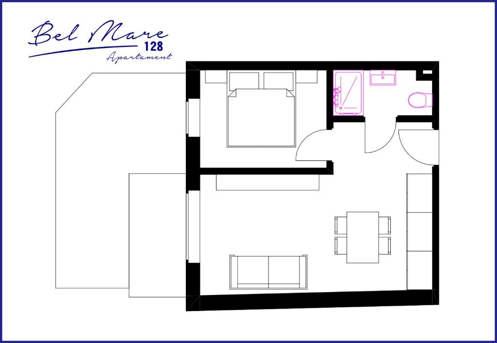 Plán poschodí v ubytovaní Bel Mare Apartament 128 z ogródkiem