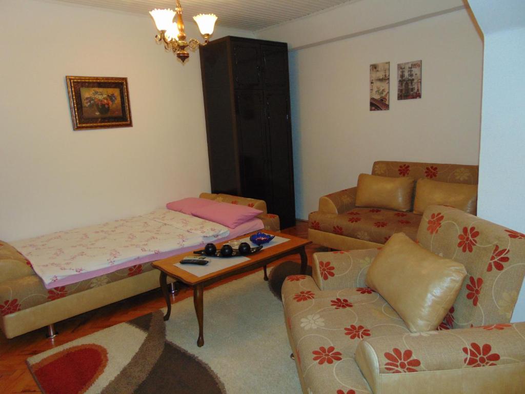 a living room with a couch and a table at Stan na dan Valjevo in Valjevo