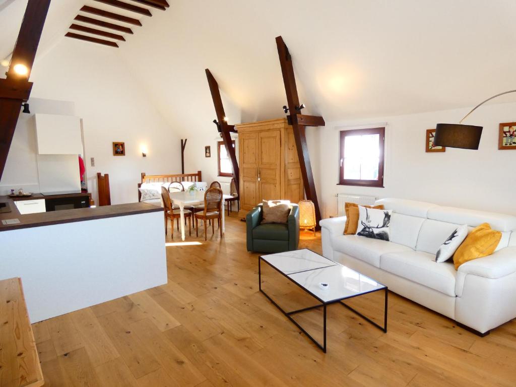 Posezení v ubytování Le Gîte bleu