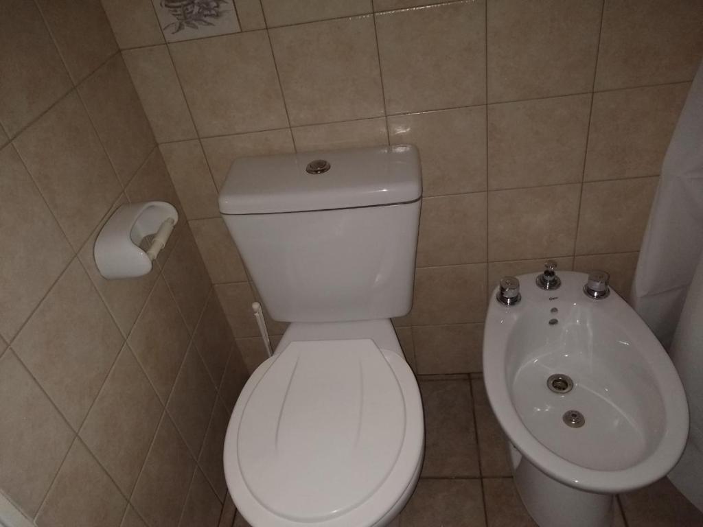 Koupelna v ubytování Cabañas Orión