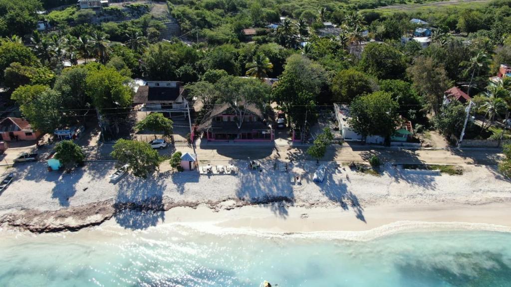 an aerial view of the beach at the resort at Villa Rosa in Punta Rucia