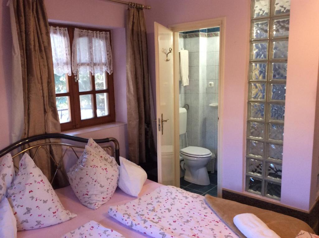 A bathroom at Ilona Kis Kastély Panzió