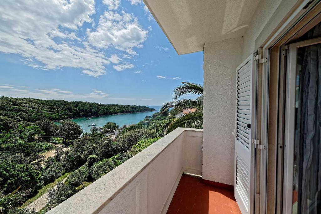 a balcony with a view of a river at App&Rooms Anica Kampor in Kampor