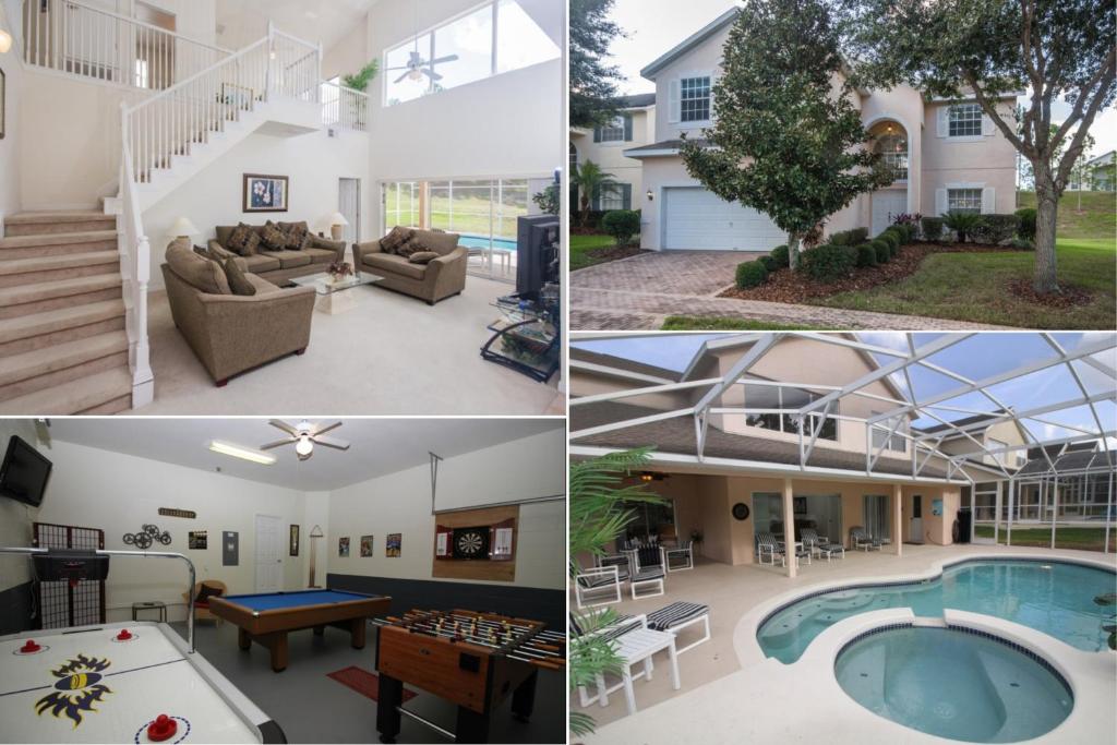 a collage of photos of a house with a pool at Mike & Christine's West Haven Vacation Home in Davenport