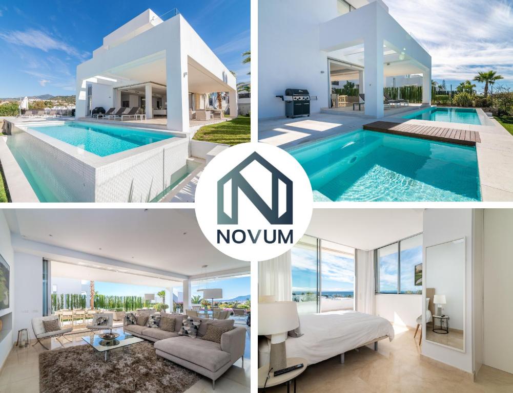 een collage van foto's van een huis en een zwembad bij NEW Luxurious 4-BDRM Villa next to Beach/Golf — La Finca in Marbella