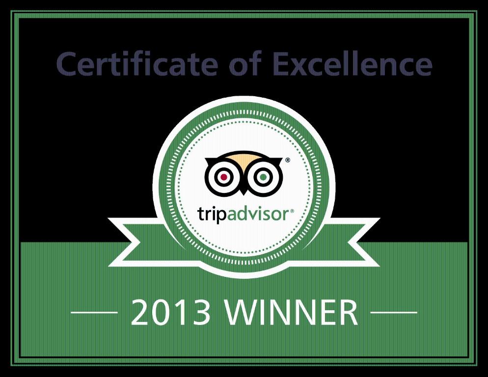a certificate of excellence with an owl on it at Camellia Lodge Guest House in Weston-super-Mare