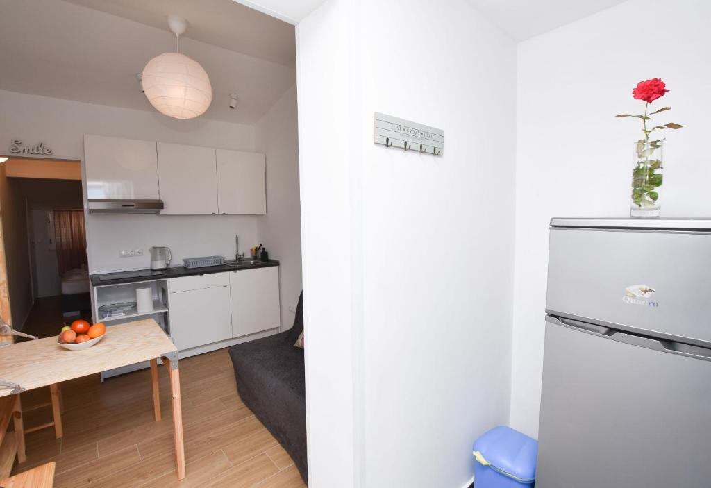 Kuchyň nebo kuchyňský kout v ubytování Apartments Nina