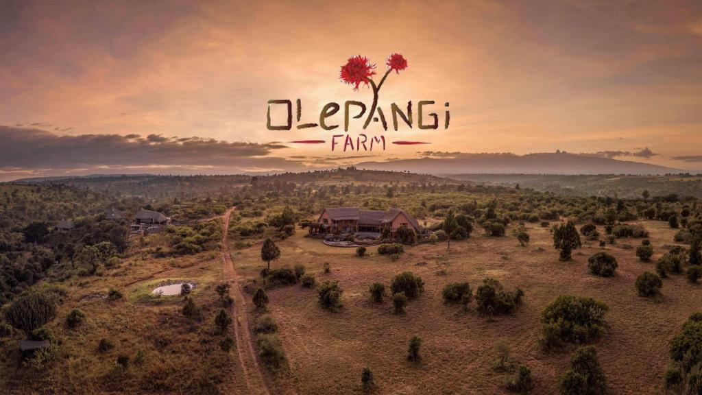 an overhead view of a farm with the words disappearing farm at Olepangi Farm in Nanyuki