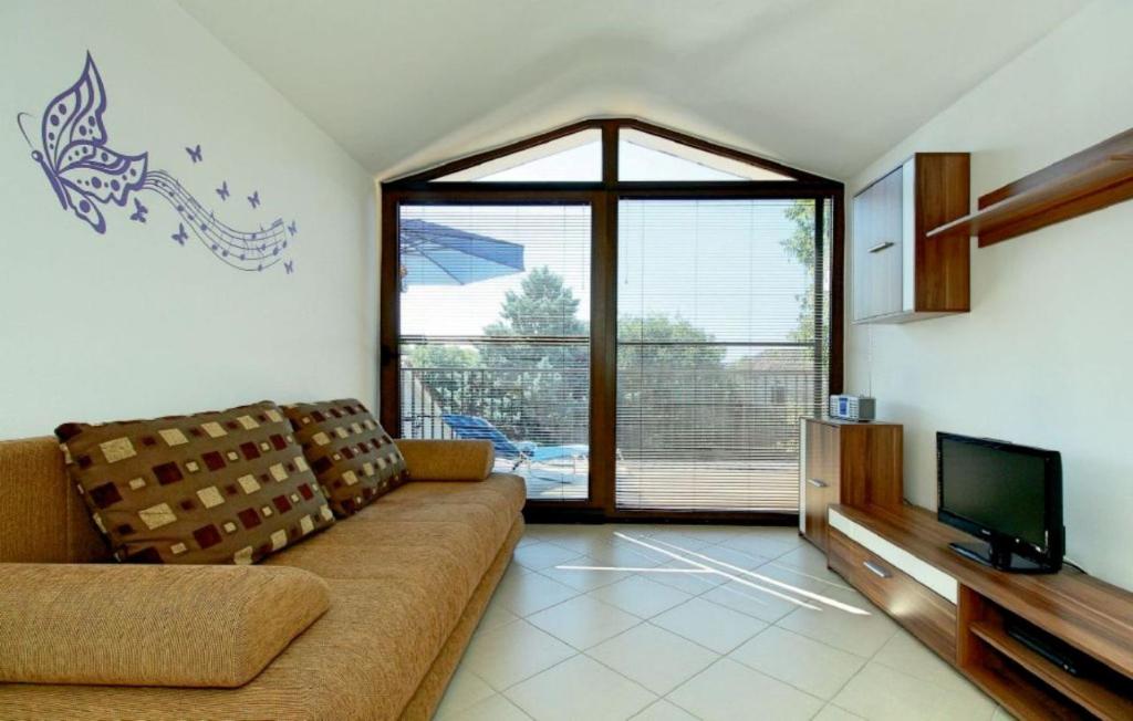 a living room with a couch and a tv at Apartments Irene in Grožnjan