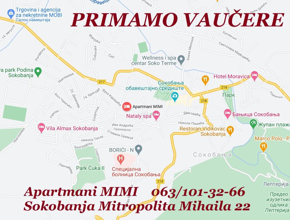 Certifikát, hodnocení, plakát nebo jiný dokument vystavený v ubytování Apartmani Mimi