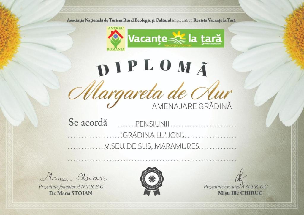 Certifikát, hodnocení, plakát nebo jiný dokument vystavený v ubytování Gradina Lu' Ion "A Home Away From Home"